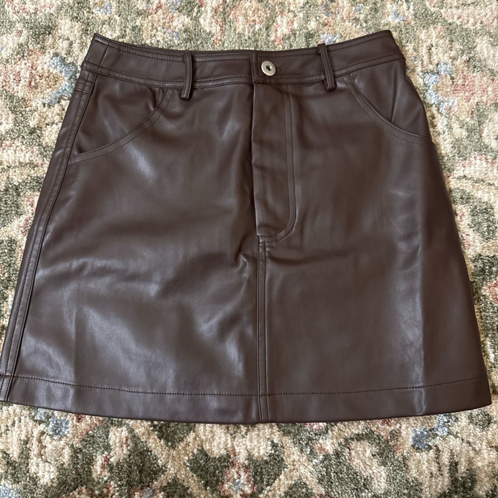 Astr Brown Mini A-line Skirt for Casual Night Out